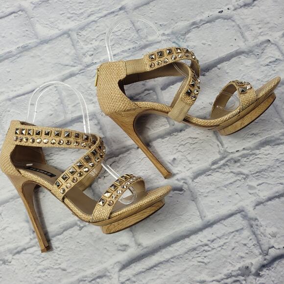 Le Silla Crystal Embellished Cross Strap Woven Heels size 39 - Picture 2 of 16